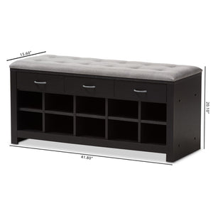 Baxton Studio Baxton Studio Stylish Entryway Bench with Grey Upholstered Seat and Storage for Shoes & Essentials WI5374-Gray