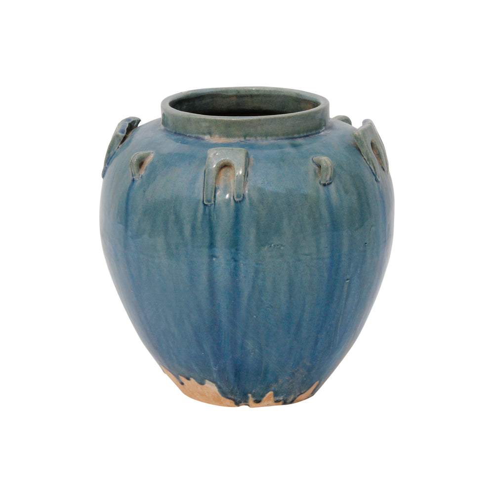 Lilys Vintage Style Blue-Green Ceramic Pot With Six Loop 8079-1