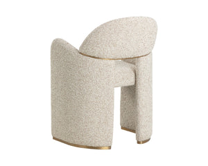 Sunpan SNOWDEN Dining Armchair in Noah Ecru – Art Deco Glamour with Gold Accents for Stylish Comfort 112337