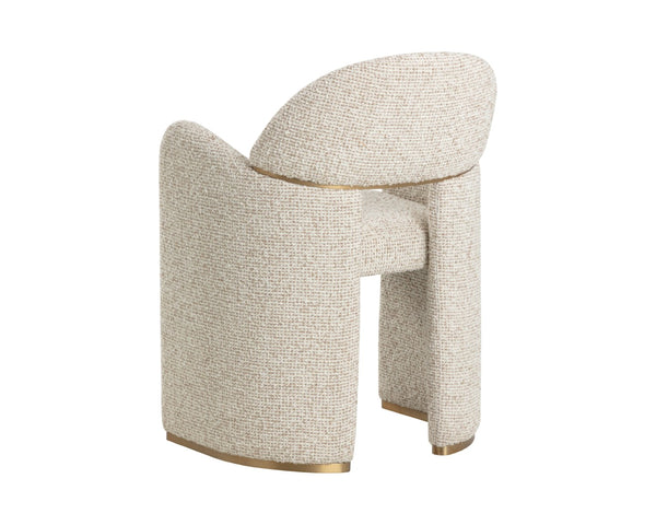 Sunpan SNOWDEN Dining Armchair in Noah Ecru – Art Deco Glamour with Gold Accents for Stylish Comfort 112337