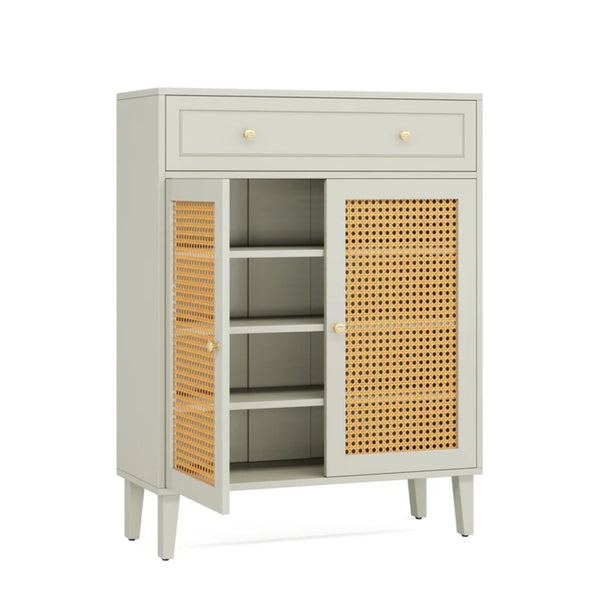 English Elm Tall Pantry Cabinet with Acrylic Doors Adjustable Shelves Modern Rustic Kitchen Storage T3971P450485