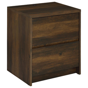 English Elm Geary Dark Pine 2-Drawer Nightstand with LED Lighting, Dual Outlet & USB-A/C Charging Ports for Bedsides B062P375559