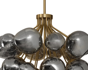 Sunpan DIONIS Chandelier - Stunning Round Artisanal Glass Design in Brushed Gold for Luxurious Spaces 112420