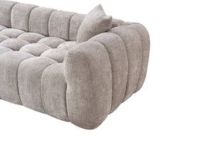 English Elm Marshmallow Cloud Sofa Oversized Boucle Four Seat Channel Tufted Living Room Couch Camel W5515P495927