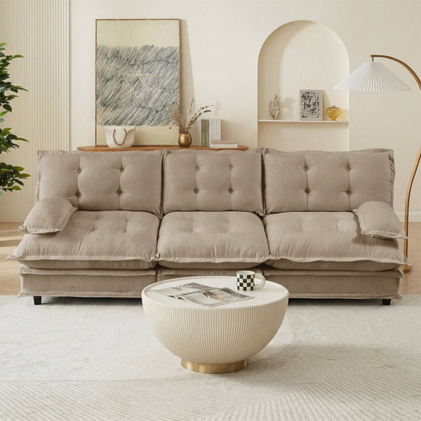 English Elm 107" Modular Cloud Sectional Sofa Deep Seat Chenille Upholstered Living Room Couch Light Coffee W714S01702
