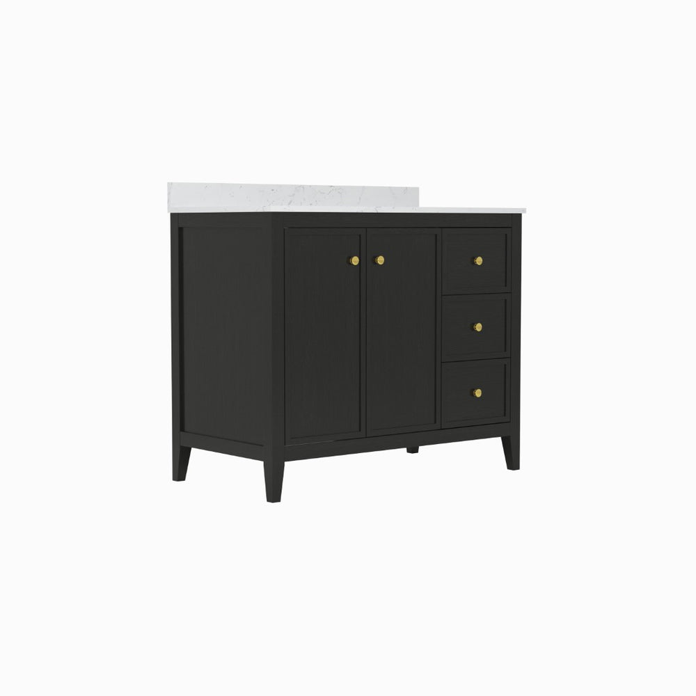 English Elm 24" Freestanding Bathroom Vanity with Countertop Soft Close Storage Melamine Cabinet T3785P442256