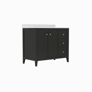 English Elm 24" Freestanding Bathroom Vanity with Countertop Soft Close Storage Melamine Cabinet T3785P442256