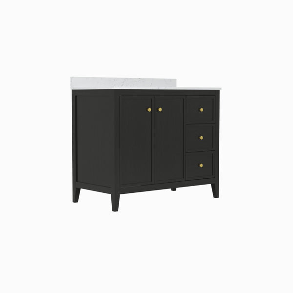 English Elm 24" Freestanding Bathroom Vanity with Countertop Soft Close Storage Melamine Cabinet T3785P442256