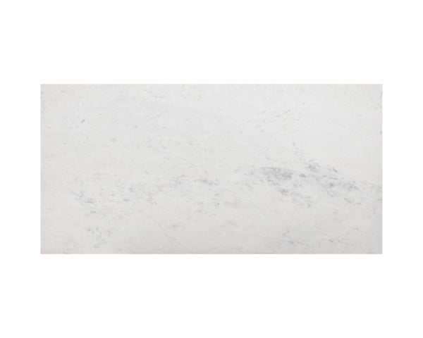 Sunpan Ellery Modern Coffee Table - White Polished Marble Top with Matte Black Steel Base, Handcrafted Elegance