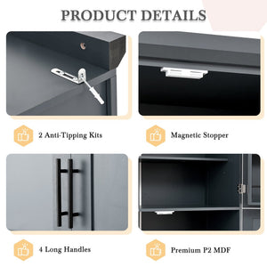 English Elm [assembly Included] Topmax Shaker Pantry Cabinet Tall Mdf Kitchen Storage with Pull-out Trays Gray SP000099AAE