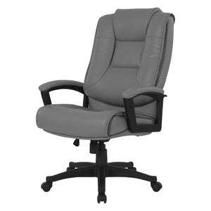 OSP Home Furnishings High Back Bonded Leather Office Chair with Lumbar Support and Ergonomic Padded Seat Charcoal EC5162-EC42