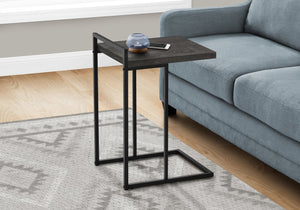 English Elm Accent Table, C-Shaped Snack Table With Black Laminate Top & Metal Base For Modern Living Spaces B2710P219372