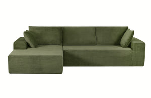 English Elm Cozyform Convertible Sectional Sofa In Dark Green Corduroy, No Assembly, Versatile Comfort & Style B2735P359709