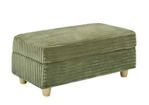 English Elm Green corduroy single sofa with ottoman storage, built-in armrest compartments, removable covers, 57"x41" W1658S00136