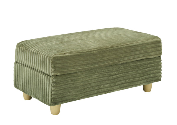 English Elm Green corduroy single sofa with ottoman storage, built-in armrest compartments, removable covers, 57"x41" W1658S00136