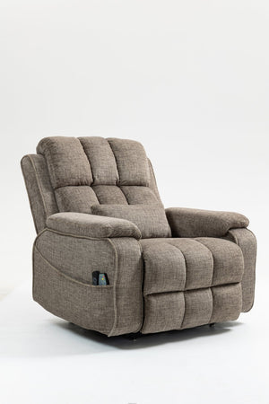 English Elm Oversized Power Lift Recliner Chair with Massage Heating and Usb Charging for Living Room Taupe W547S00072