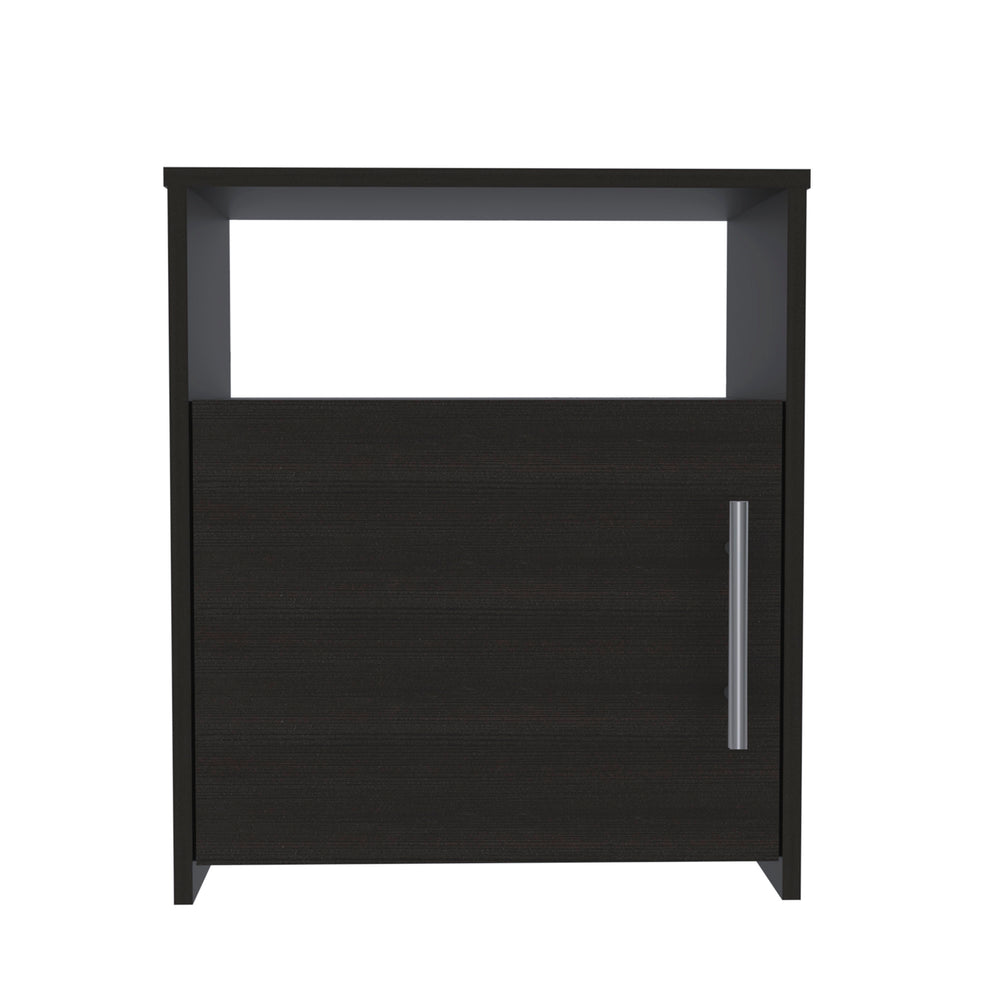 English Elm Nightstand Cuarzz - Modern Black Wengue Finish With Open Shelf & Stylish Cabinet For Bedroom Storage B092122896