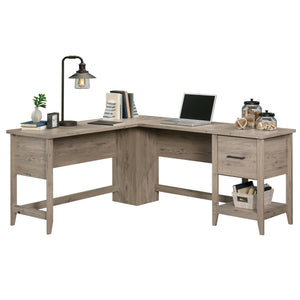 English Elm L-Shaped Desk In Warm Brown Finish - Spacious Workspace, Stylish Design, Perfect For Home Offices & More! B356P402638