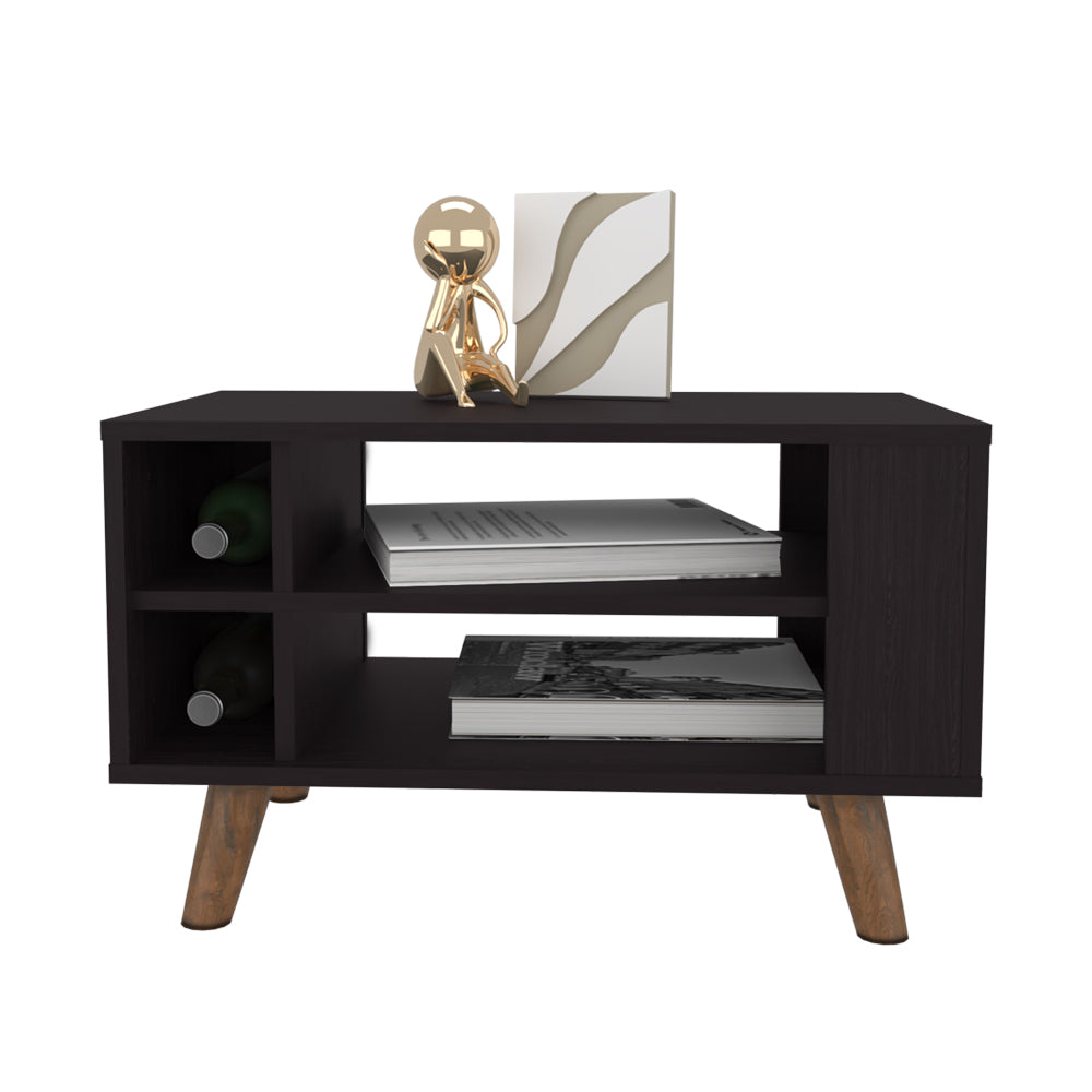 English Elm Latrobe Black Engineered Wood Coffee Table with Storage Compartments, Sleek Durable Finish for Living Rooms B092P309171