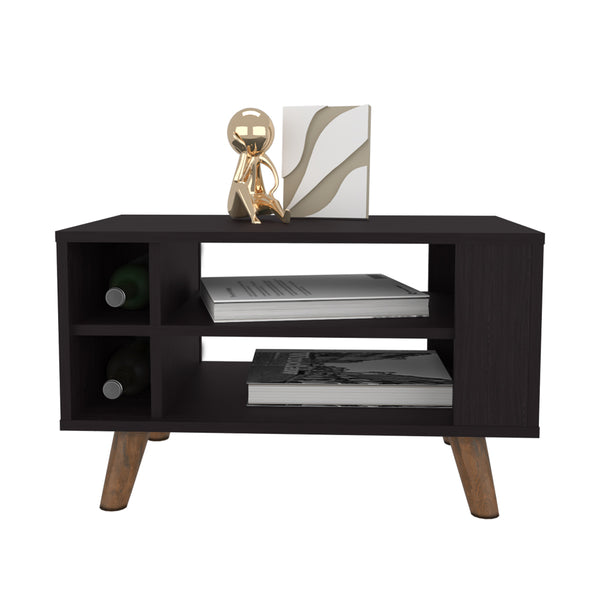 English Elm Latrobe Black Engineered Wood Coffee Table with Storage Compartments, Sleek Durable Finish for Living Rooms B092P309171