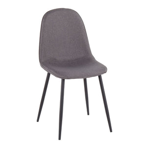 English Elm Contemporary Steel Frame Dining Accent Chair Set Upholstered in Charcoal Fabric B202P223630