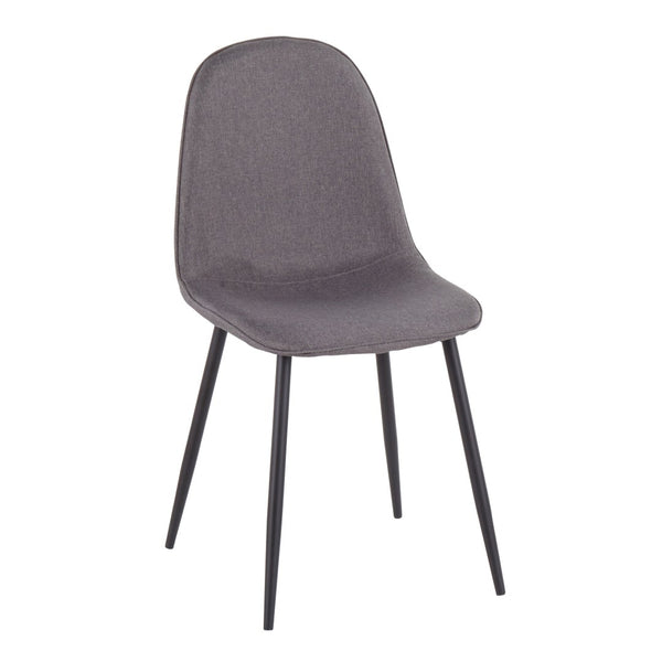English Elm Contemporary Steel Frame Dining Accent Chair Set Upholstered in Charcoal Fabric B202P223630