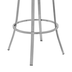 English Elm Velisse 30" Bar Height Swivel Faux Leather Stool with Brushed Stainless Steel Base and Footrest Gray B2736P268529