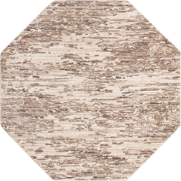 Unique Loom Oasis Water Machine Made Abstract Rug Brown, Beige/Ivory 7' 1" x 7' 1"