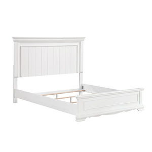 English Elm White Solid Wood Eastern King Bed with Raised Panel Headboard for Classic Bedrooms B011S02483
