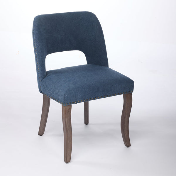 English Elm Wooden Modern Fabric Dining Chairs Set of 2 with Dual-Rebound Cushion & Curved Solid Wood Legs for Stylish Comfort Blue W1143P372914