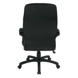 OSP Home Furnishings Executive High Back Bonded Leather Office Chair with Lumbar Support and Swivel Base Black EC6583-EC3