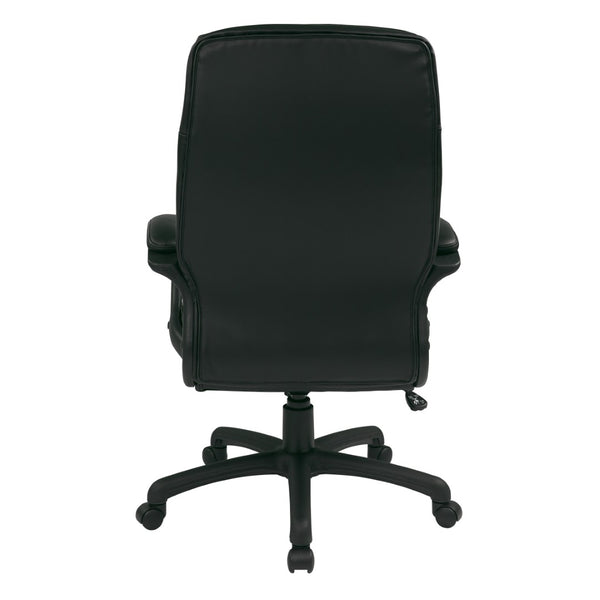 OSP Home Furnishings Executive High Back Bonded Leather Office Chair with Lumbar Support and Swivel Base Black EC6583-EC3