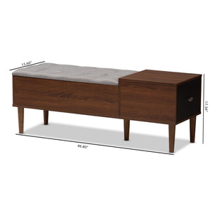 Baxton Studio Baxton Studio Merrick Mid-Century Modern Bench with Cushioned Seat and Hidden Shoe Storage Organizer FP-6789-Gray/Oak/Espresso