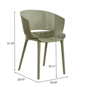 English Elm Gerald Outdoor Stackable Dining Chairs Uv Resistant Molded Plastic Patio Set of 2 Sage Green N776P390476G
