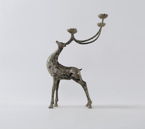 Lilys Bronze Holiday Reindeer Candle Holder With Silver Inlay 8082