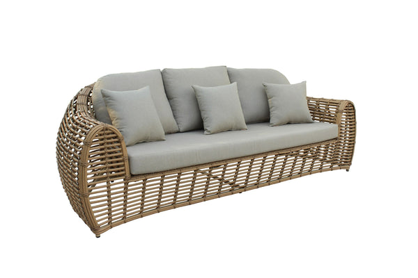 VIG Furniture Renava Sandra - Outdoor Beige + Wicker Sofa Set With End Table VGATRASF-227-SET-ET