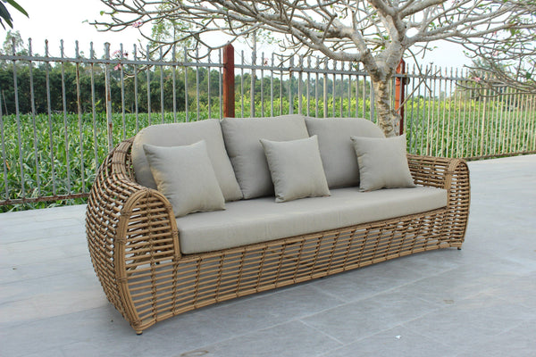 VIG Furniture Renava Sandra - Outdoor Beige + Wicker Sofa Set VGATRASF-227