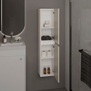English Elm Bathroom Cabinet Slim White Engineered Wood, 2 Doors 4 Shelves for Organized Compact Bathroom Storage B097P369423