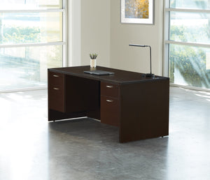 OSP Home Furnishings Napa Executive Office Desk with Dual Pedestals Engineered Wood Storage for Home Workspaces 60"X30" Espresso NAPESP-TYP4