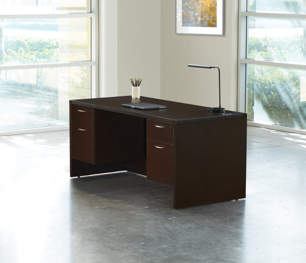 OSP Home Furnishings Napa Executive Office Desk with Dual Pedestals Engineered Wood Storage for Home Workspaces 60"X30" Espresso NAPESP-TYP4