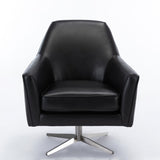 Comfort Pointe Phoenix Black Leather Gel Swivel Armchair Black / Nickel