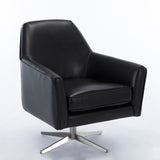 Comfort Pointe Phoenix Black Leather Gel Swivel Armchair Black / Nickel