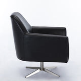 Comfort Pointe Phoenix Black Leather Gel Swivel Armchair Black / Nickel