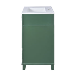 English Elm 30'' Bathroom Vanity with Sink - Retro Solid Wood Frame, Ceramic Basin, Soft-Close Doors & Ample Storage Green N710P190656F