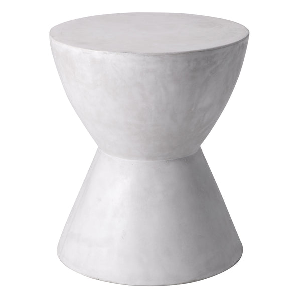 Sunpan Logan Sculptural Round End Table – Contemporary Concrete Design for Urban Living Spaces White
