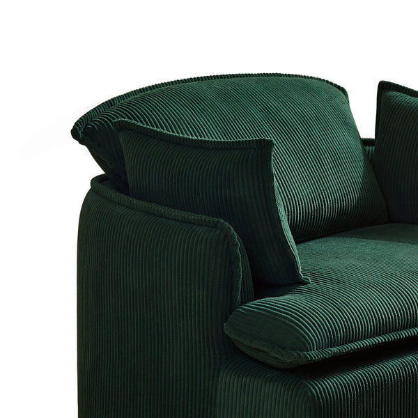 English Elm Convertible Compressed Sofa Chair Ottoman Corduroy Fold-Out Recliner for Small Spaces Dorm Apartments Green W1036P251813