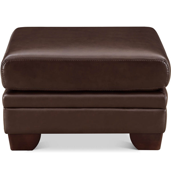 English Elm Magnum Brown Leather Ottoman with Top-Grain Leather, Pocket Coil Comfort, Kiln-Dried Wood Frame B2705P338117