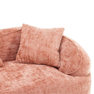 English Elm Pink Curved Compressed Sofa — Nordic Soft Foam & Spring Seating, Easy Setup, Stylish Centerpiece W3612S00010