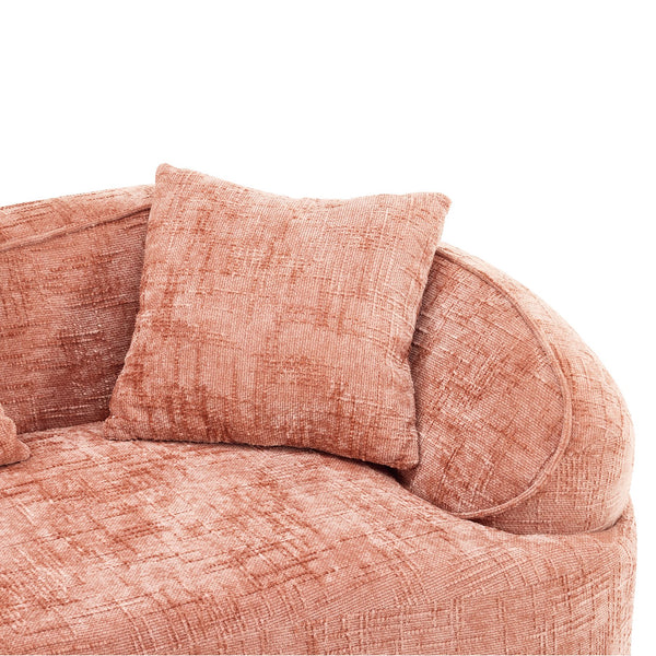 English Elm Pink Curved Compressed Sofa — Nordic Soft Foam & Spring Seating, Easy Setup, Stylish Centerpiece W3612S00010