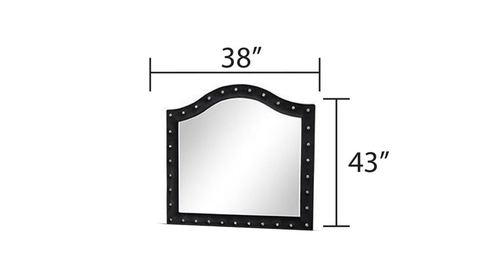English Elm Sophia Hollywood Regency Velvet Tufted Wall Mirror with Crystal Studs for Bedroom 808857545039